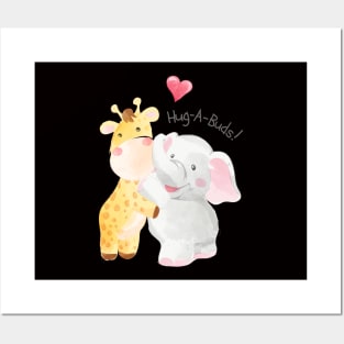 cute animal friends-hug each others Posters and Art